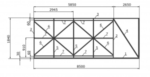 КОРН 0-Т60КТ-Н-5.5х2 Комплектующие (заготовка) для откатных ворот под проём 5500х2000 мм (набор-комплект нарезанных труб)